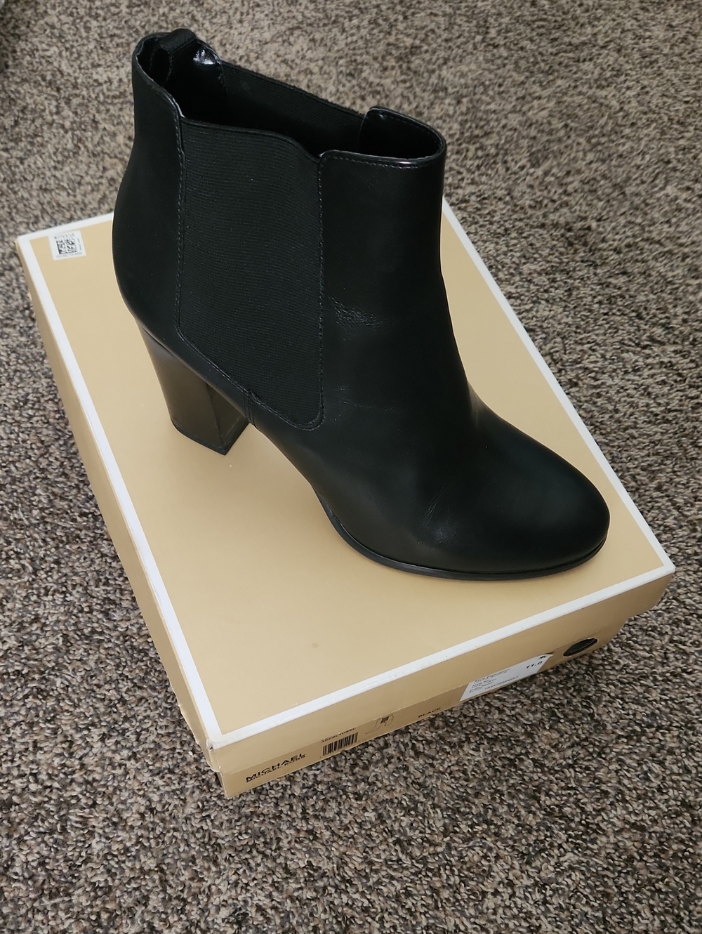 Michael Kors - Black Leather Chelsea Block Heel Ankle Boots